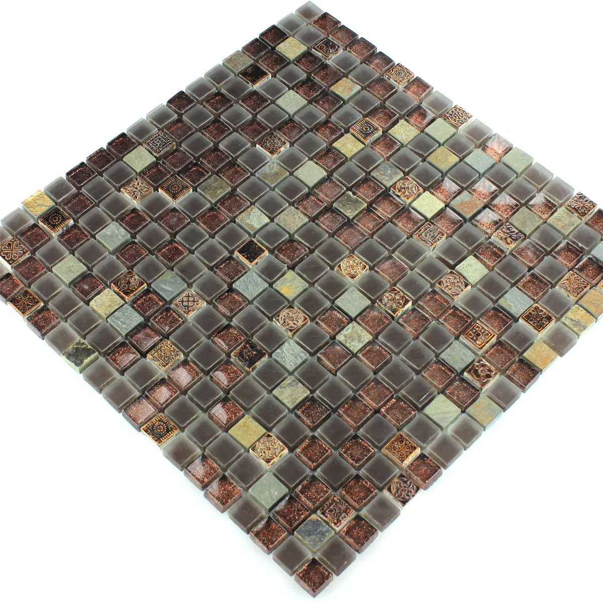 Campione Vetro Calcare Quarzite Mosaico Piastrella Luccichio