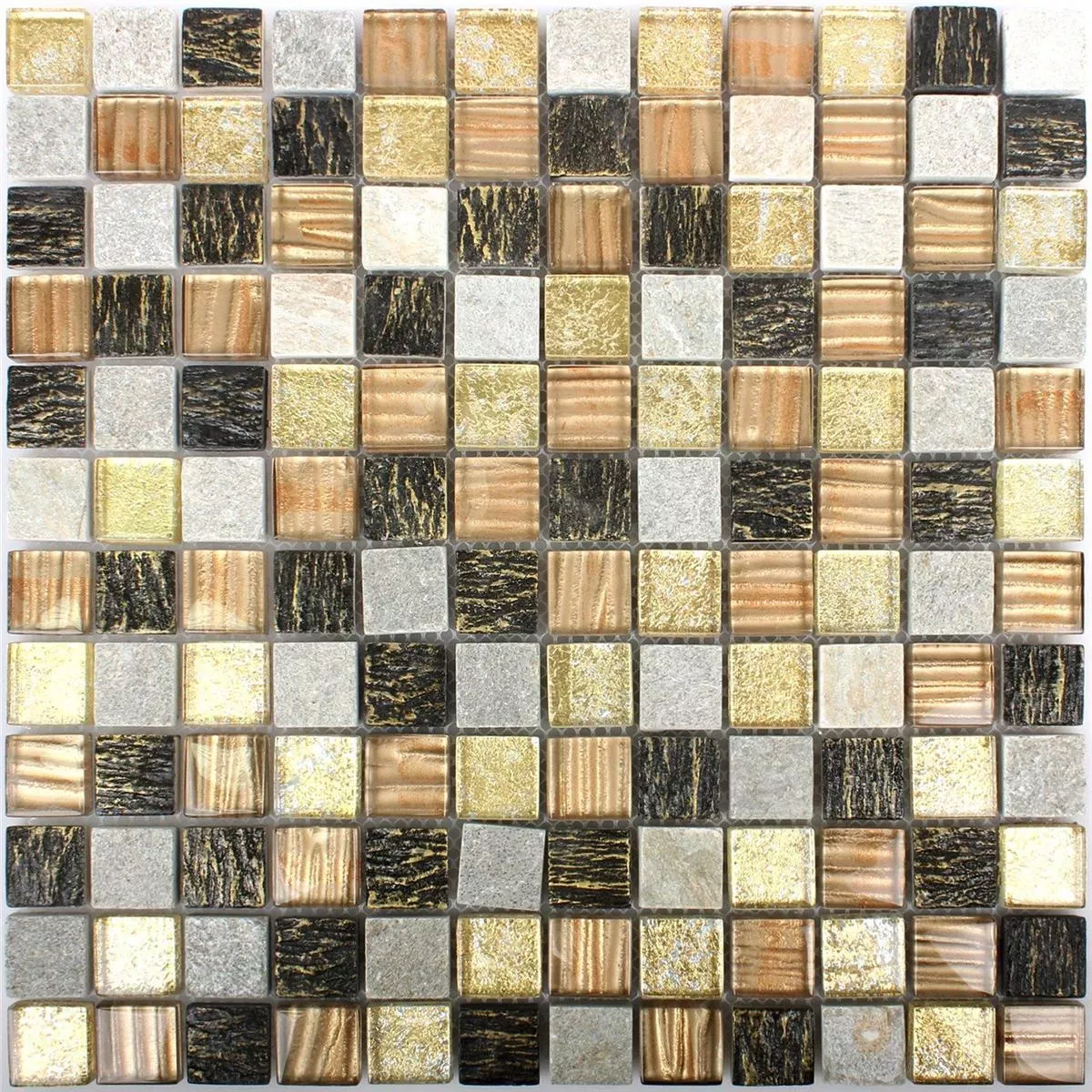 Mosaico Vetro Pietra Mix Canova Oro Marrone