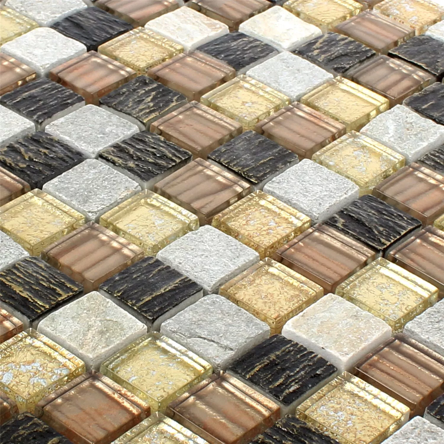 Mosaico Vetro Pietra Mix Canova Oro Marrone