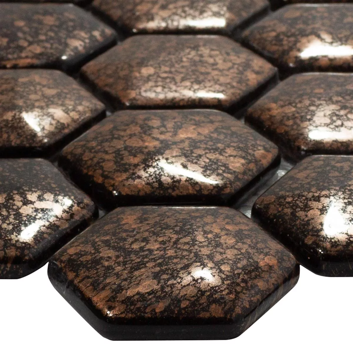 Mosaico Di Vetro Piastrelle Leopard Esagono 3D Bronzo Mosaico Di Vetro Piastrelle Leopard Esagono 3D Bronzo