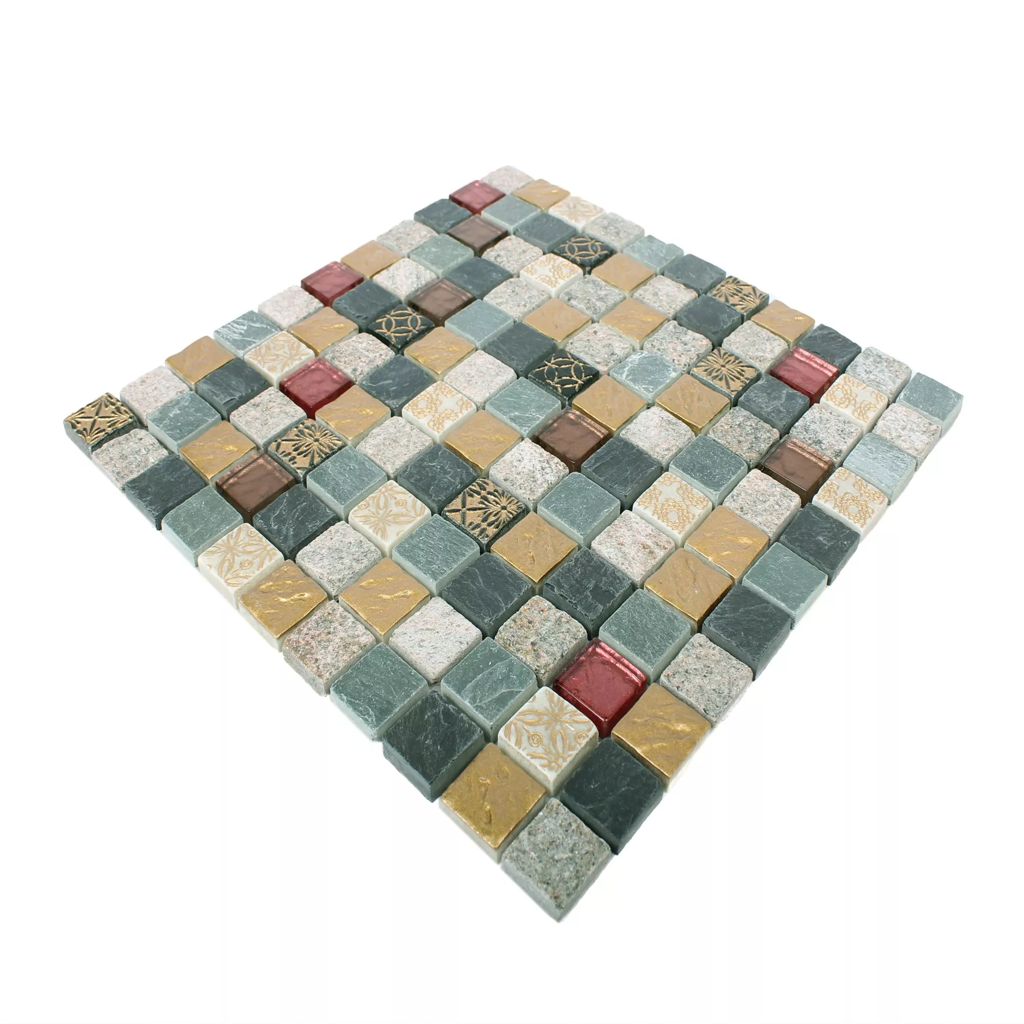 Campione Mosaico Vetro Pietra Naturale Mix Sulluna Oro Grigio