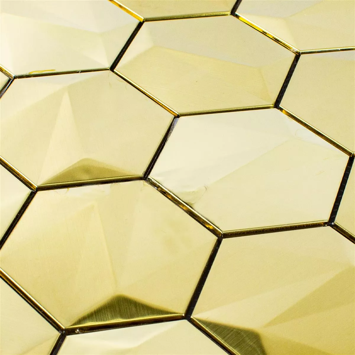 Metallo Mosaico Durango Esagono 3D Oro