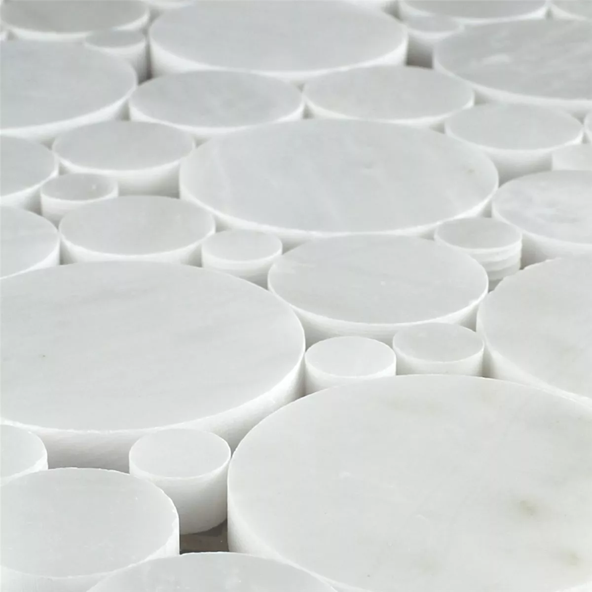 Mosaico Marmo Marimar Rotonda Bianco Lucidato