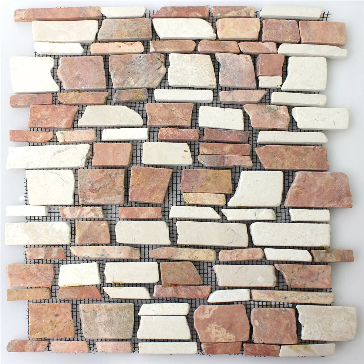 Campione Mosaico Marmo Pietra Naturale Brick Biancone Rosso