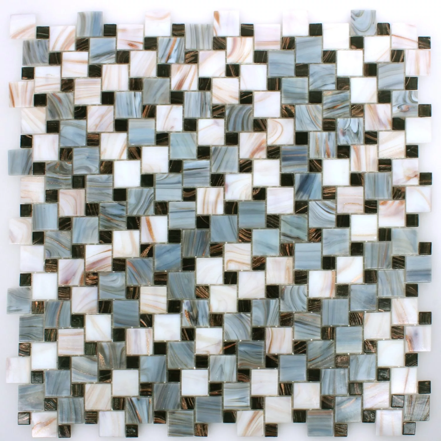 Mosaico Vetro Tahiti Grigio Bianco
