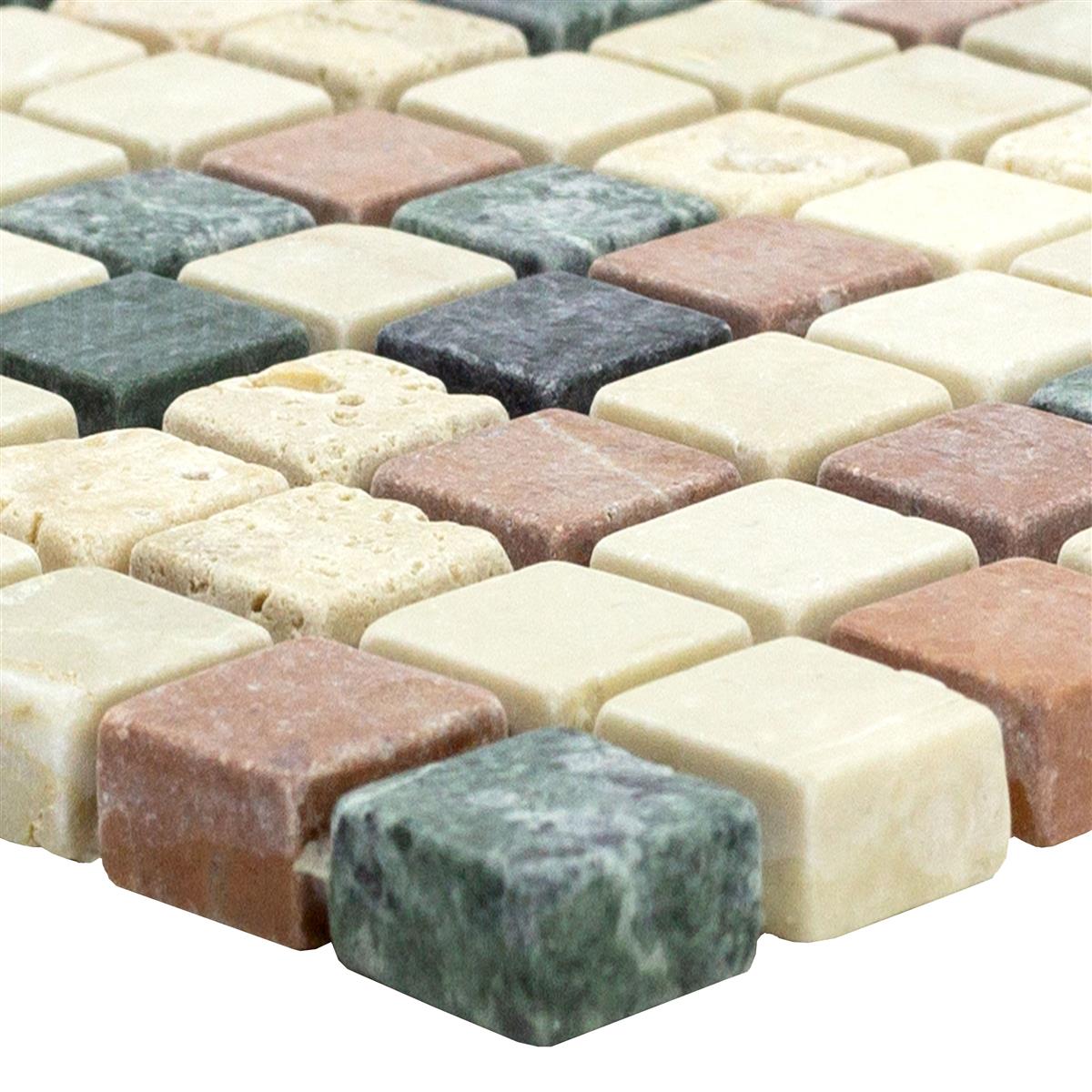 Mosaico marmo Antebia Crema Beige Rosso Verde
