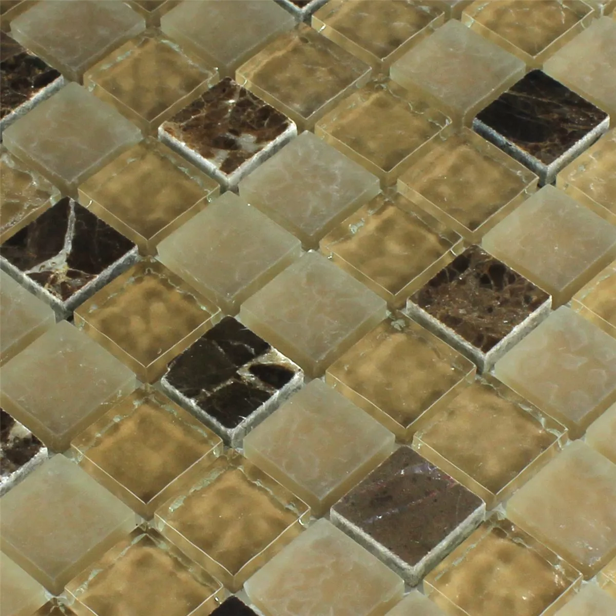 Campione Mosaico Vetro Marmo Beige Marrone Scanalata