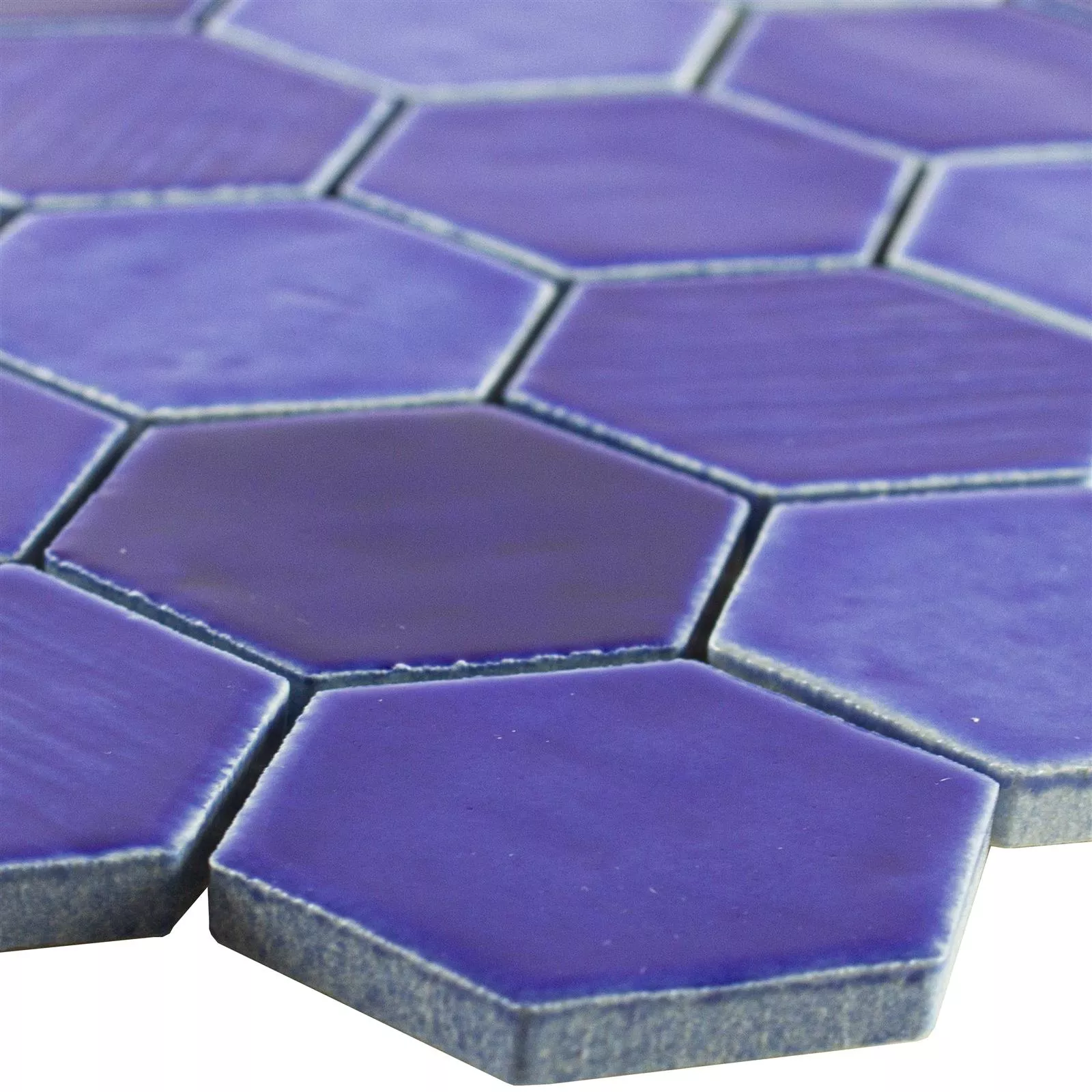 Campione Ceramica Mosaico Roseburg Esagono Lucida Blu