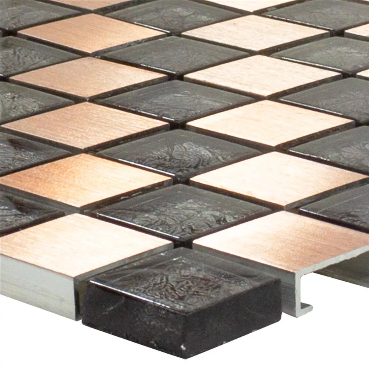 Vetro Alluminio Mosaico Eldorien Rame-Grigio Vetro Alluminio Mosaico Eldorien Rame-Grigio