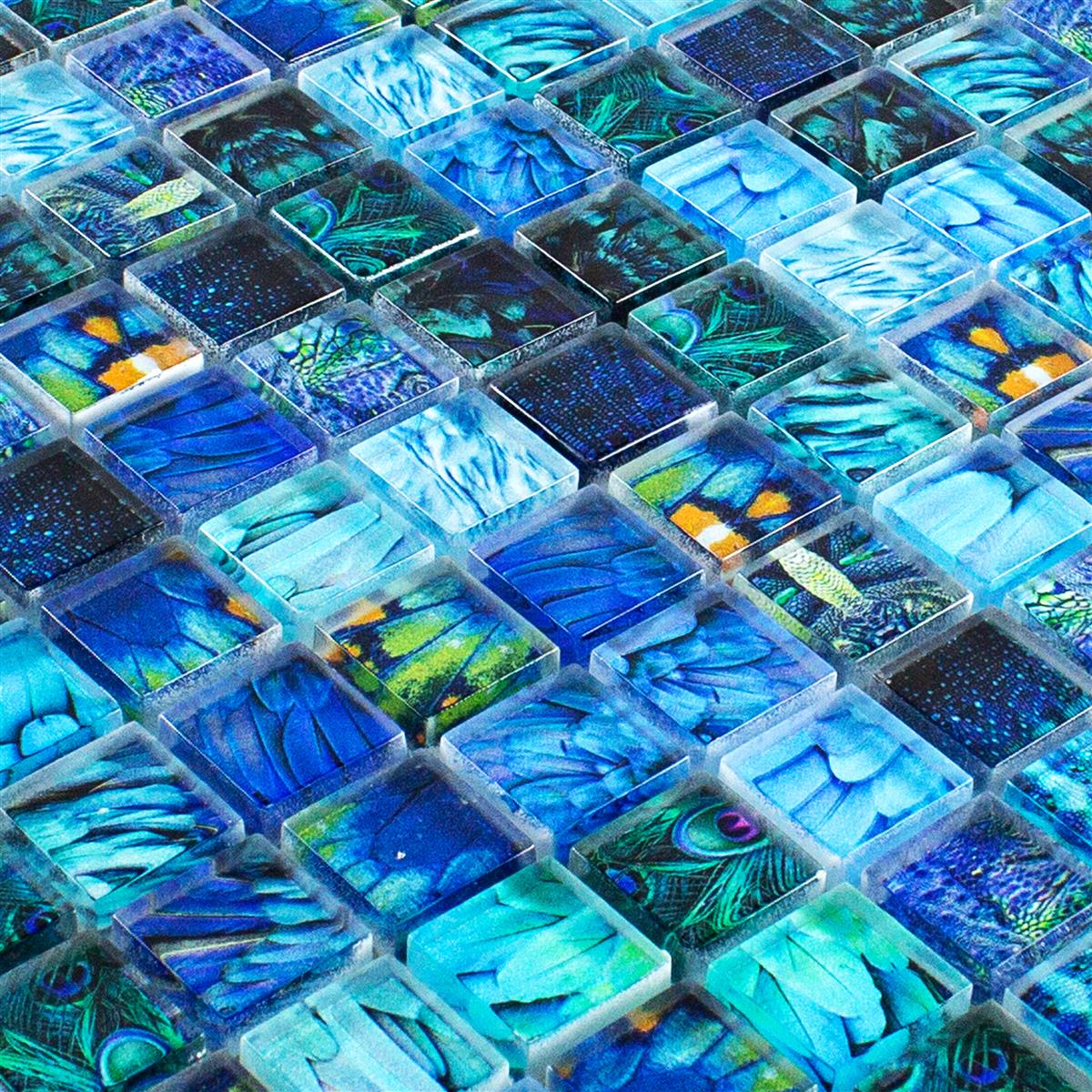Mosaico Di Vetro Piastrelle Peafowl Blu 23