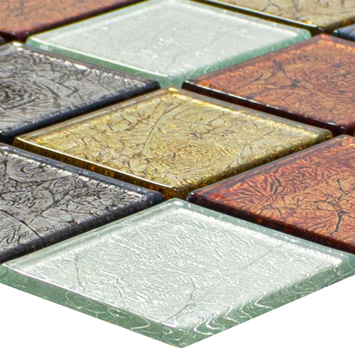 Mosaico Di Vetro Piastrelle Curlew Rosso Marrone Argento Q48 4mm 