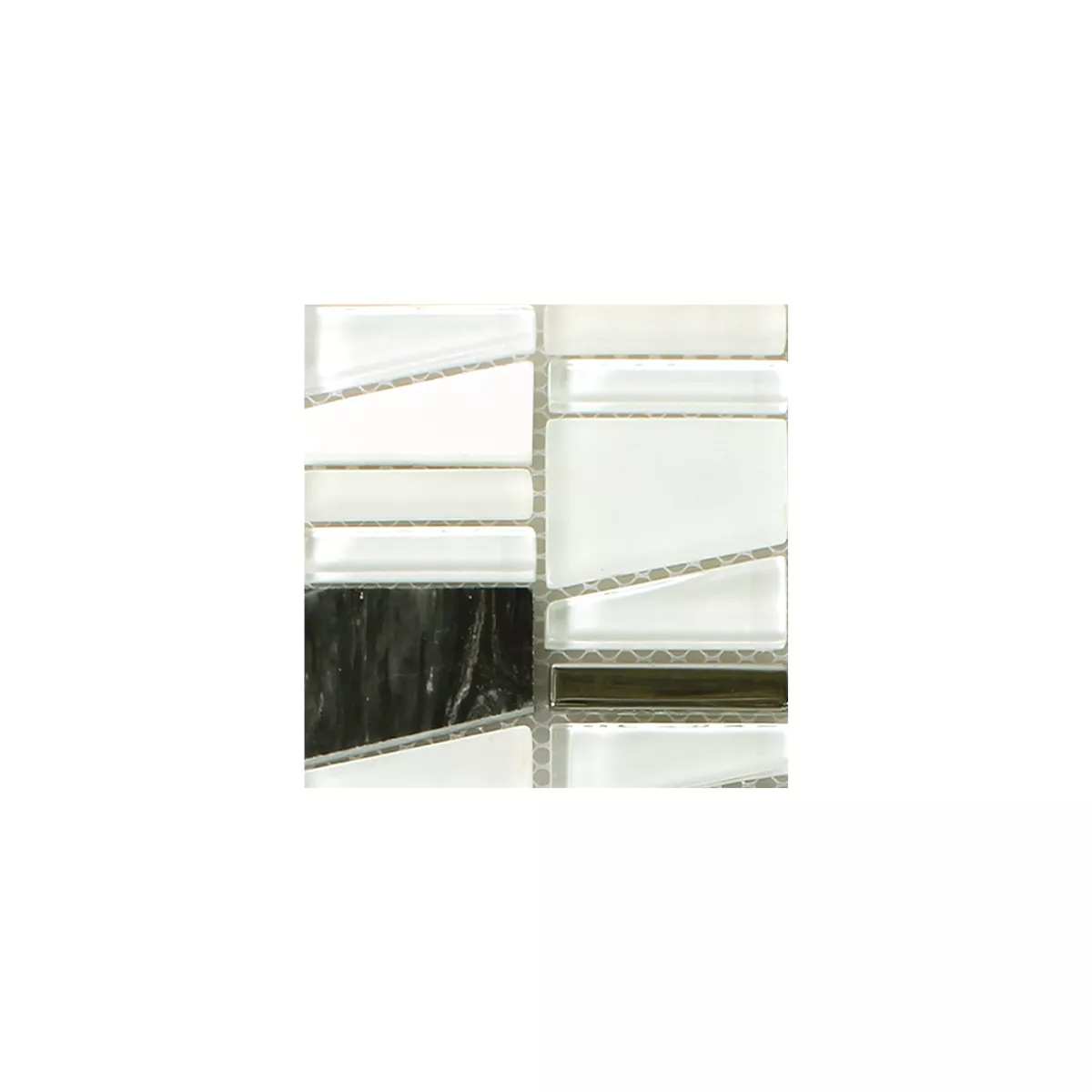 Campione Mosaico Vetro Resin Pietra Naturale Bianco Effetto