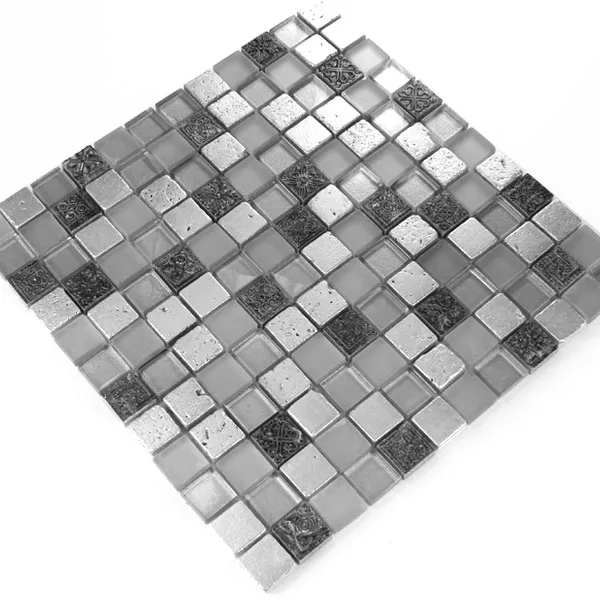 Mosaico Vetro Calcare Marmo Miami Bianco
