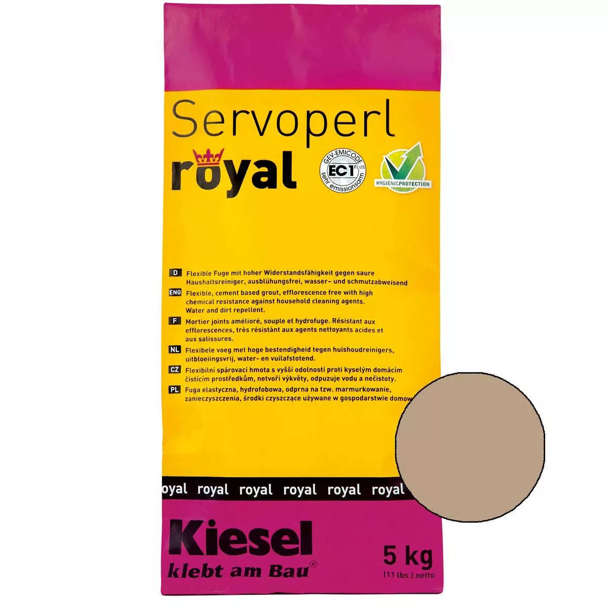 Kiesel Servoperl Royal - Giunto Flessibile, Idrorepellente E Repellente Allo Sporco (5KG Desert Sand
