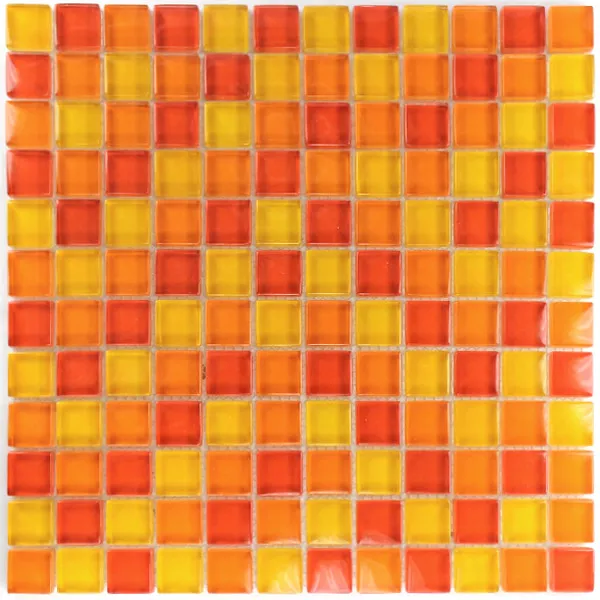Campione Mosaico Vetro Piastrella Giallo Arancione Rosso 