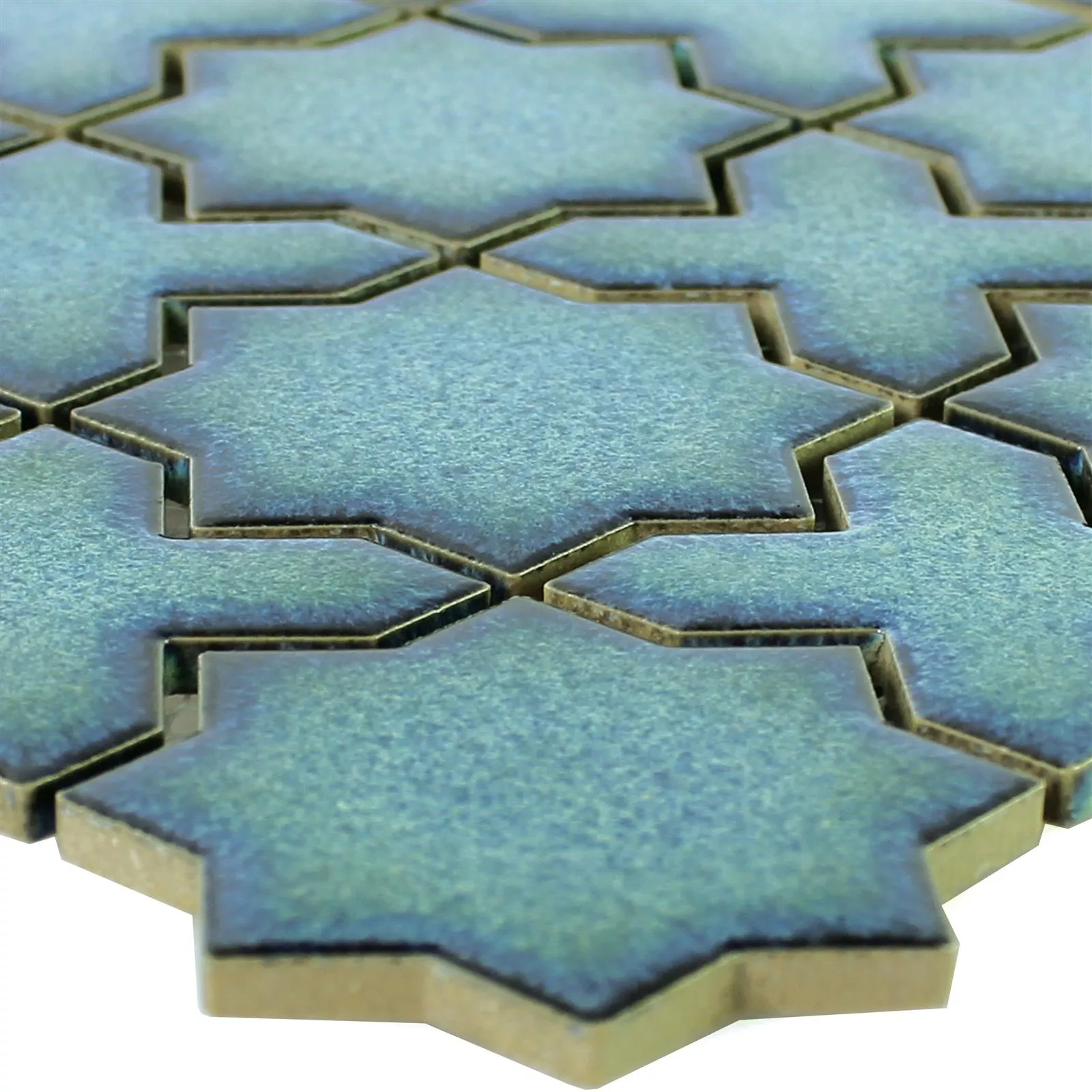 Campione Ceramica Mosaico Piastrelle Puebla Stella Blu