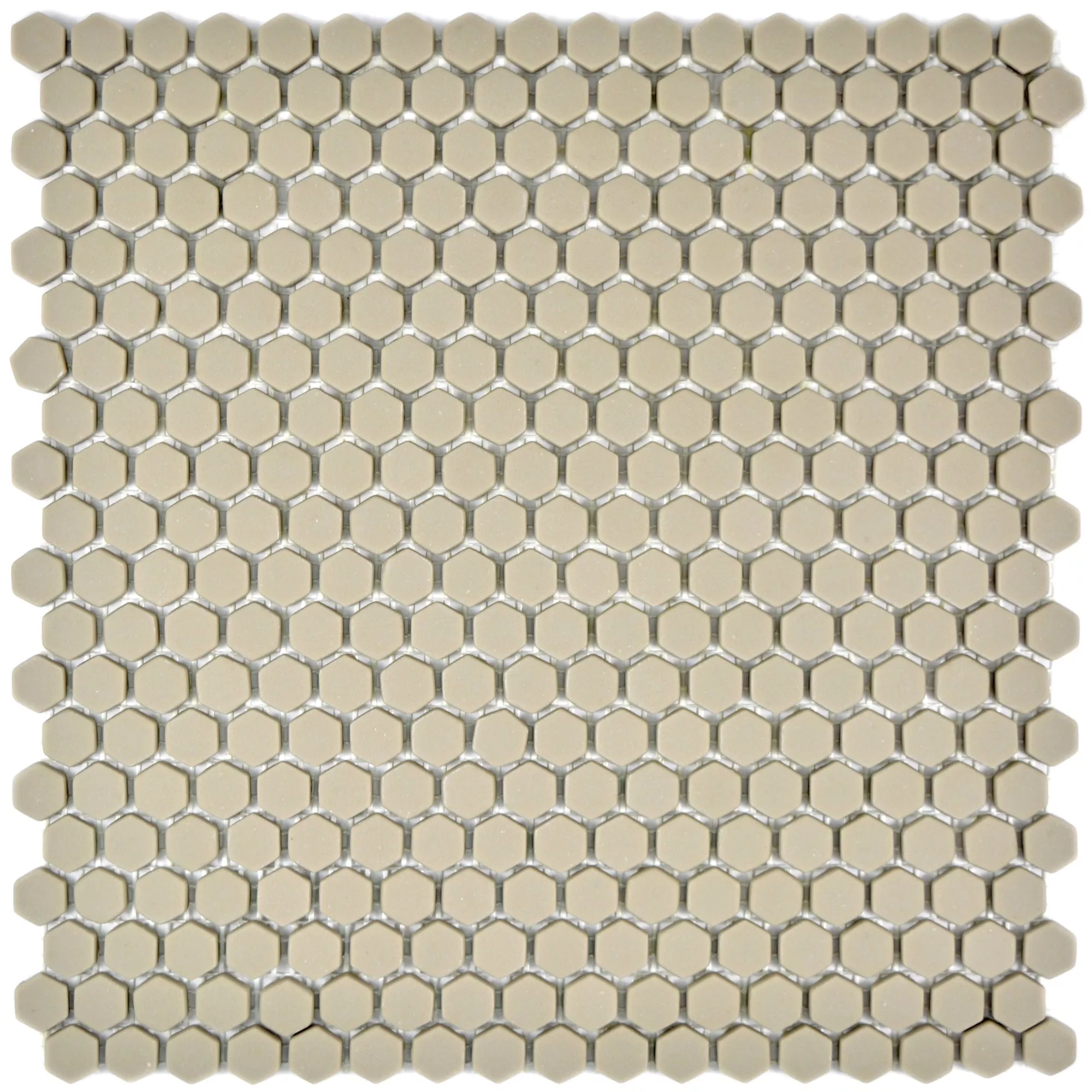 Campione Mosaico Di Vetro Piastrella Kassandra Hexagon Cream Opaco