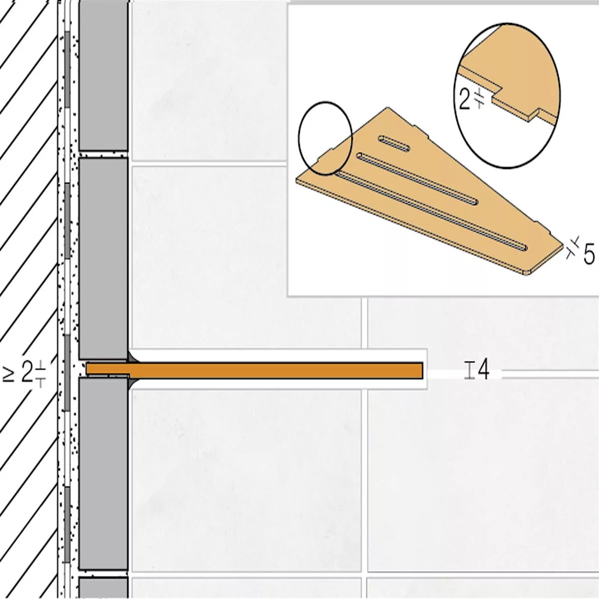 Mensola a muro Mensola per doccia Schlüter quadrata 15,4x29,5 cm Curve Beige