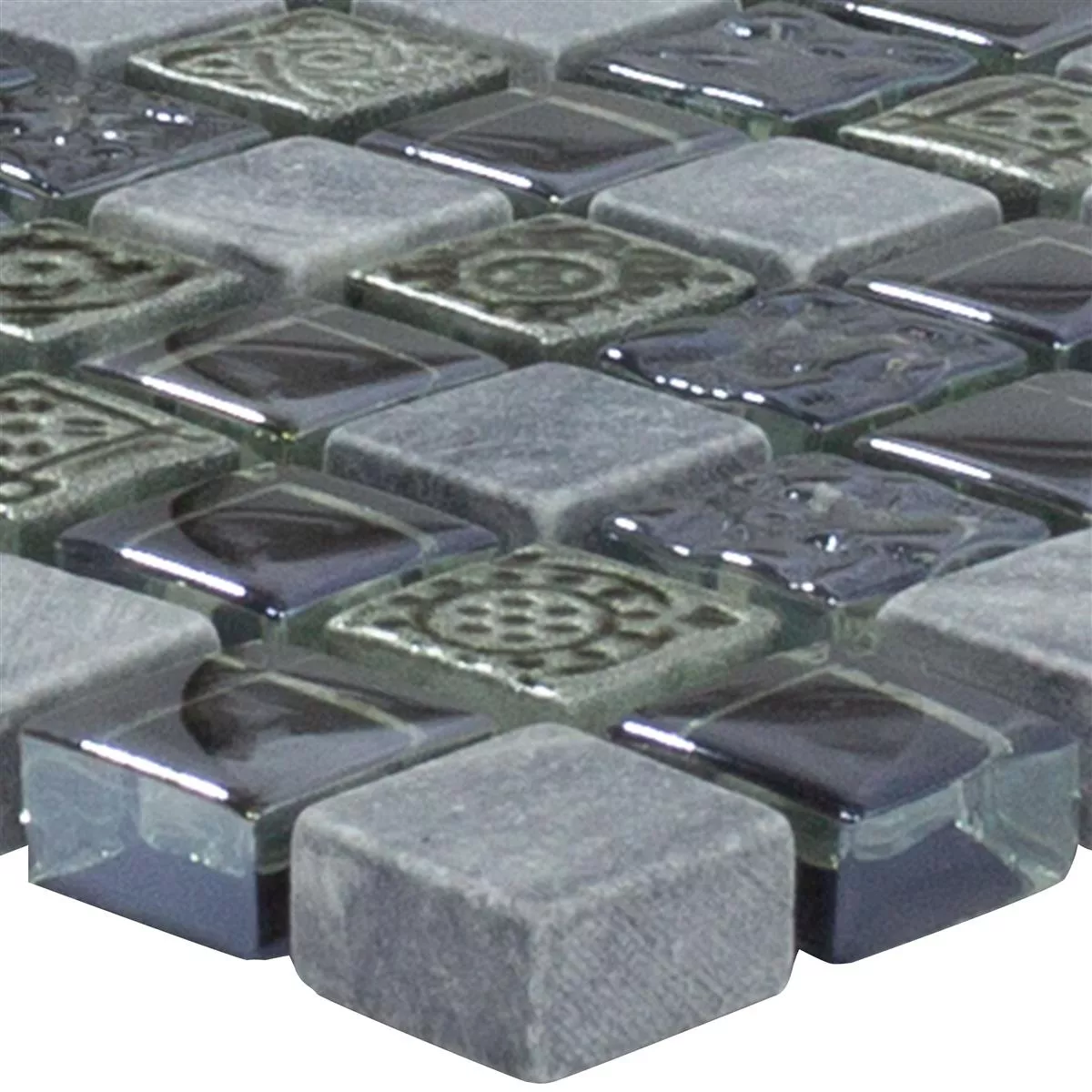 Vetro Marmo Mosaico Champion Nero Grigio Mix Vetro Marmo Mosaico Champion Nero Grigio Mix