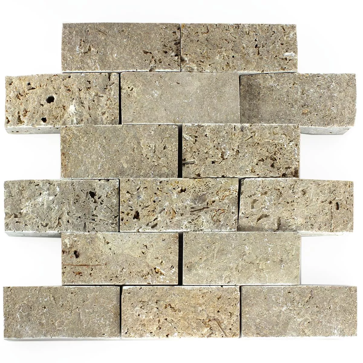 Campione Mosaico Pietra Naturale 3D Noce Brick