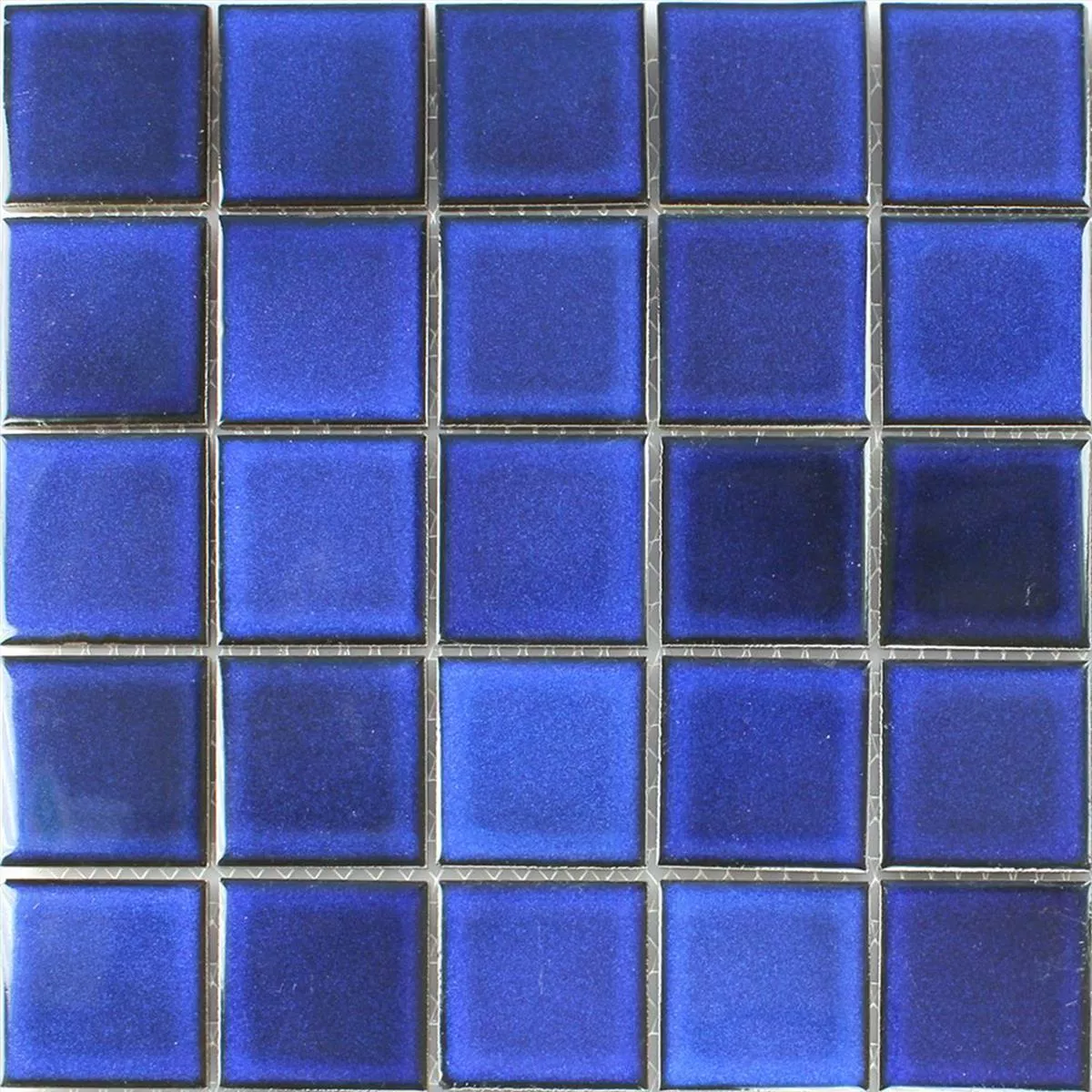 Mosaico Specchio Di Ceramica Blu Uni