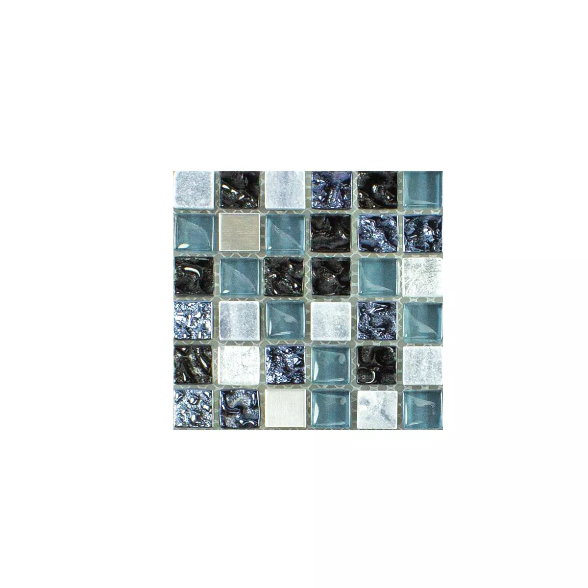 Campione Vetro Pietra Naturale Metallo Mosaico Dysart Grigio Blu Argento