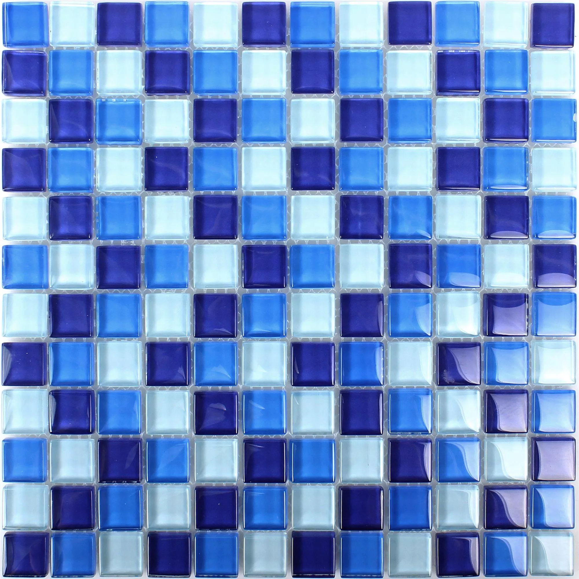Mosaico Vetro Piastrella Blu Mix 23x23x8mm