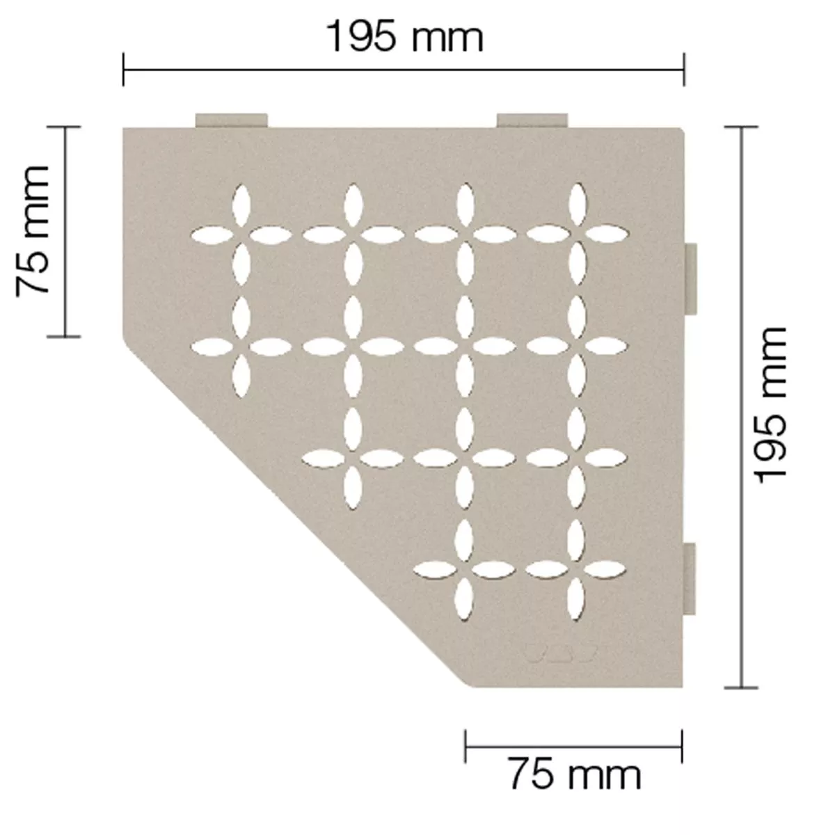 Mensola a muro Mensola per doccia Schlüter 5eck 19,5x19,5 cm Crema floreale