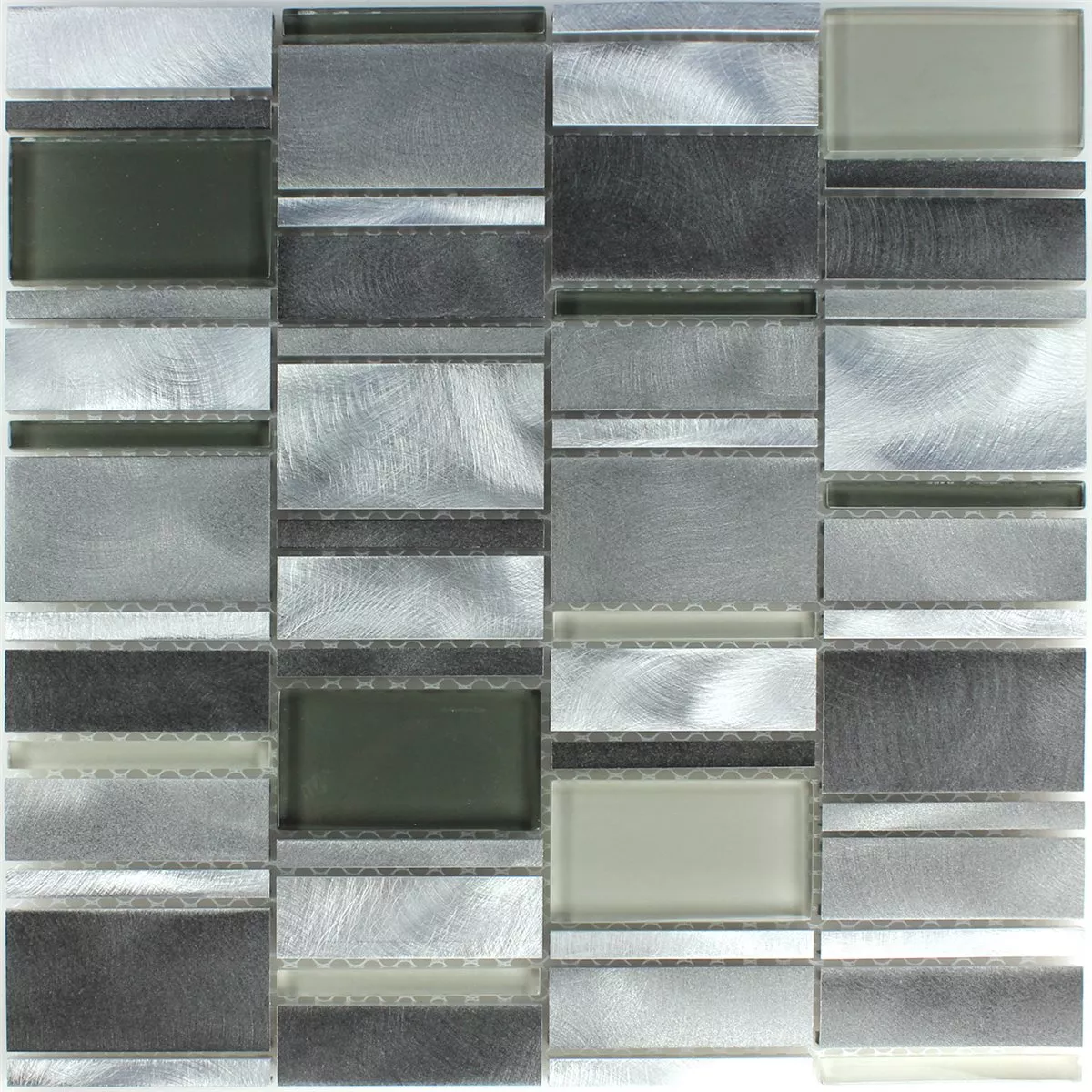 Campione Mosaico Alluminio Vetro Grigio Argento