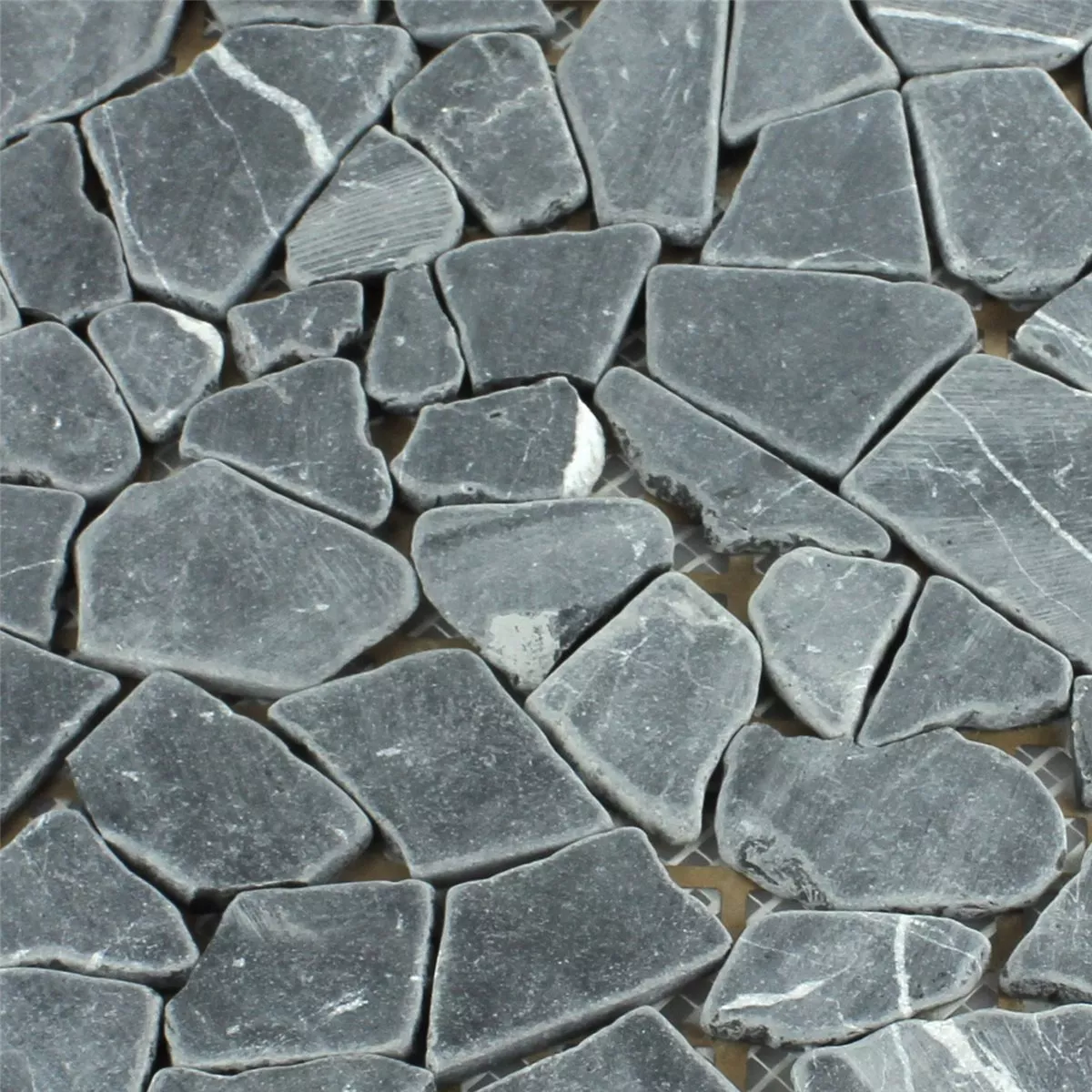 Campione Mosaico Marmo Rotte Piastrelle Nero Carrara