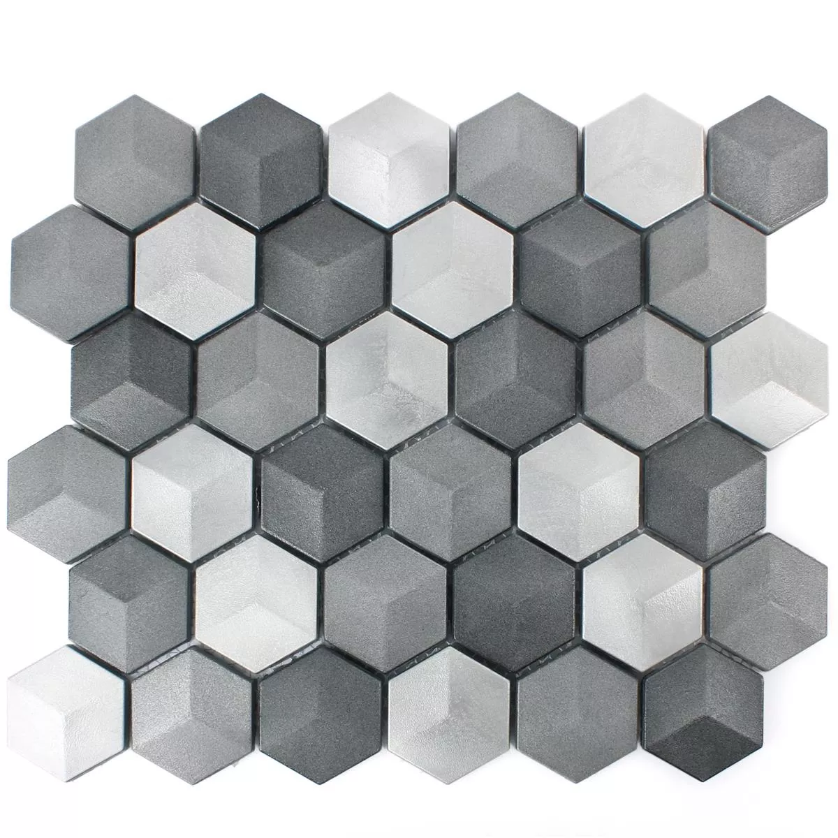 Mosaico Hexagon Kandilo Nero Argento