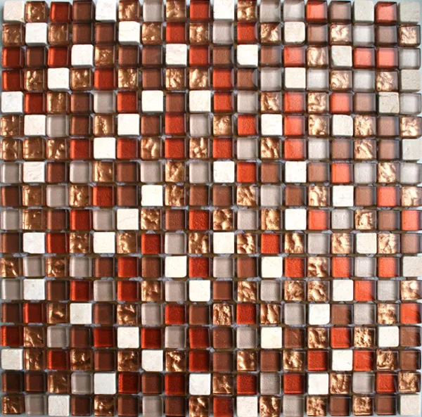 Campione Mosaico Vetro Marmo  Rosso Mix