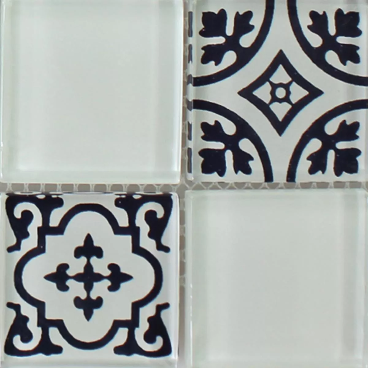 Campione Mosaico Vetro Barock Ornamento Bianco