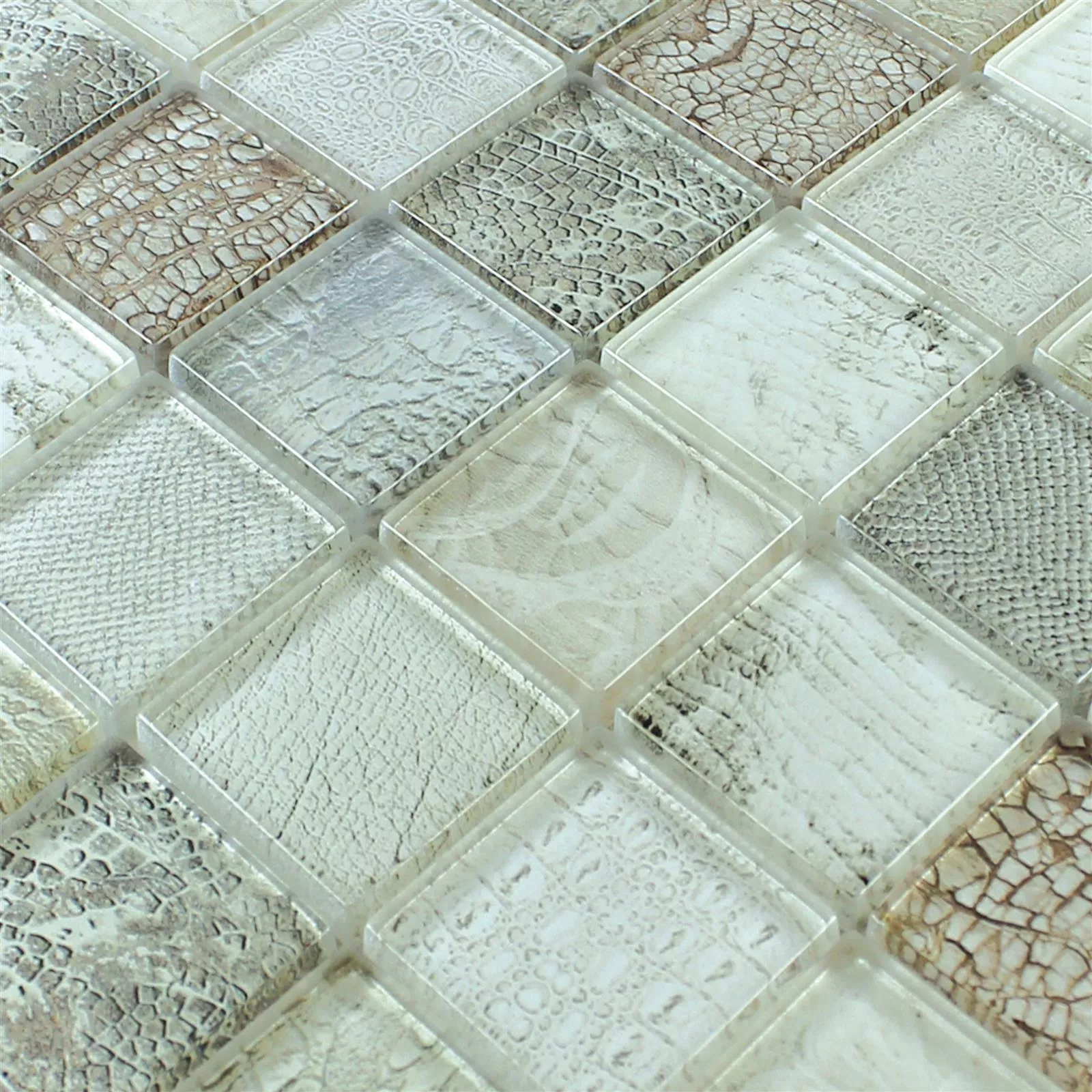 Mosaico Di Vetro Piastrelle Python Beige