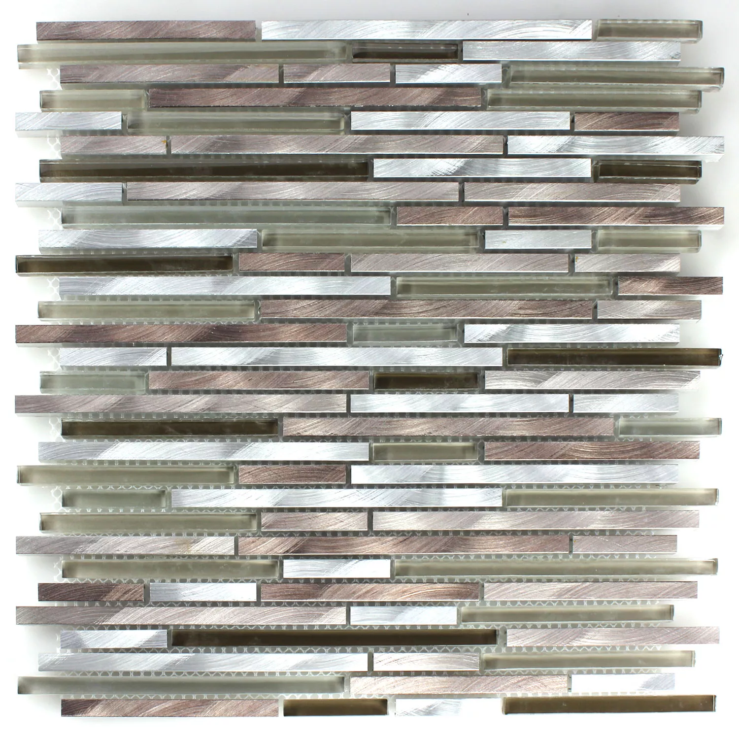 Campione Mosaico Vetro Alluminio Metallo Marrone Argento Mix