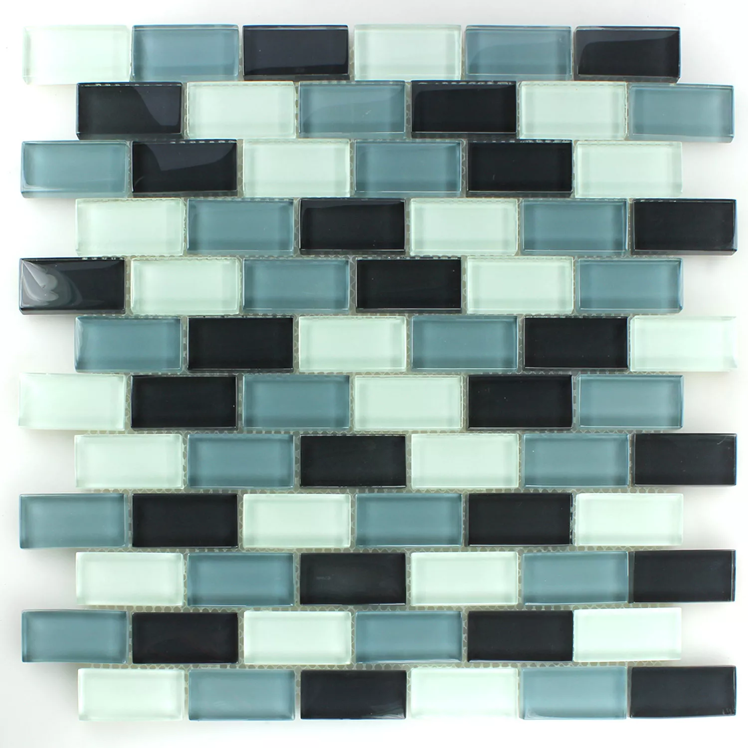 Mosaico Vetro Brick Grigio Mix
