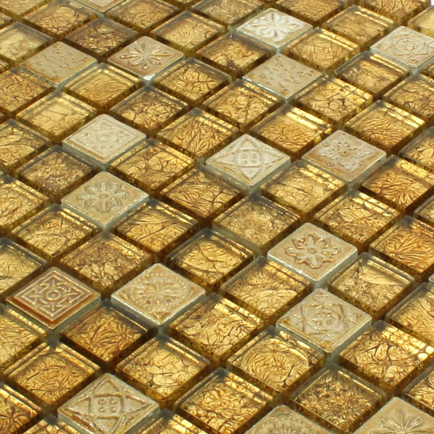 Campione Mosaico Vetro Pietra Naturale Coloniale Oro