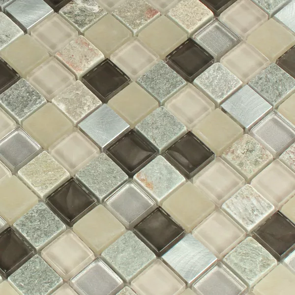 Mosaico Alluminio Vetro Pietra Naturale Quarzite