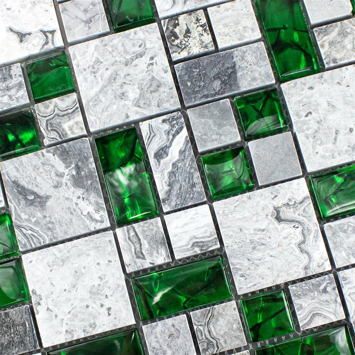 Mosaico Vetro Pietra Piastrelle Sinop Grigio Verde 2 Mix