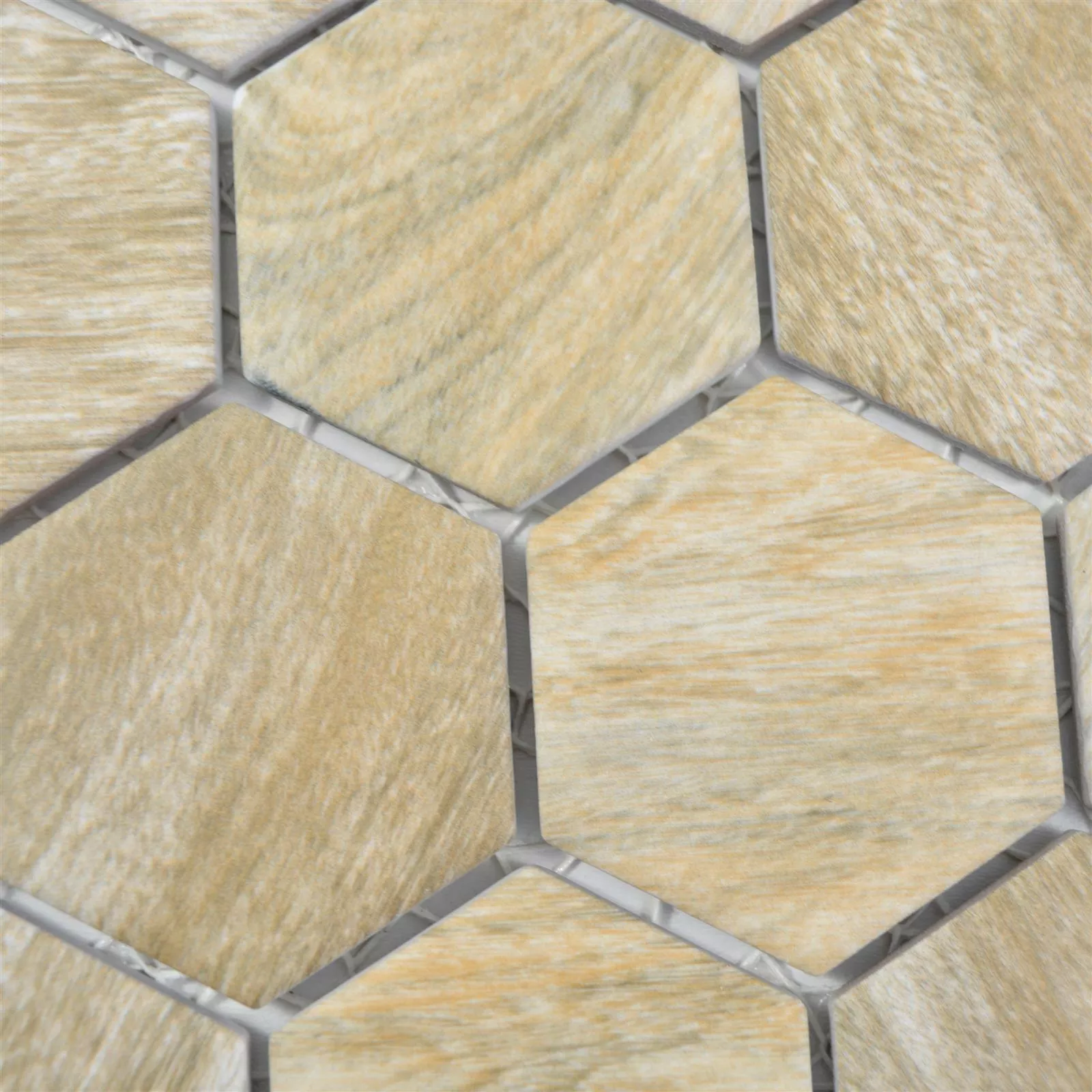 Ceramica Mosaico Duponti Esagono Legno Ottica Beige