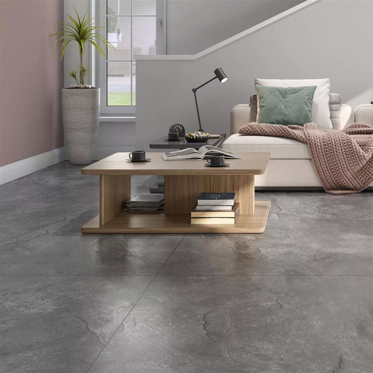 Campione Piastrelle Pangea Marmo Ottica Opaco Grigio 120x120cm