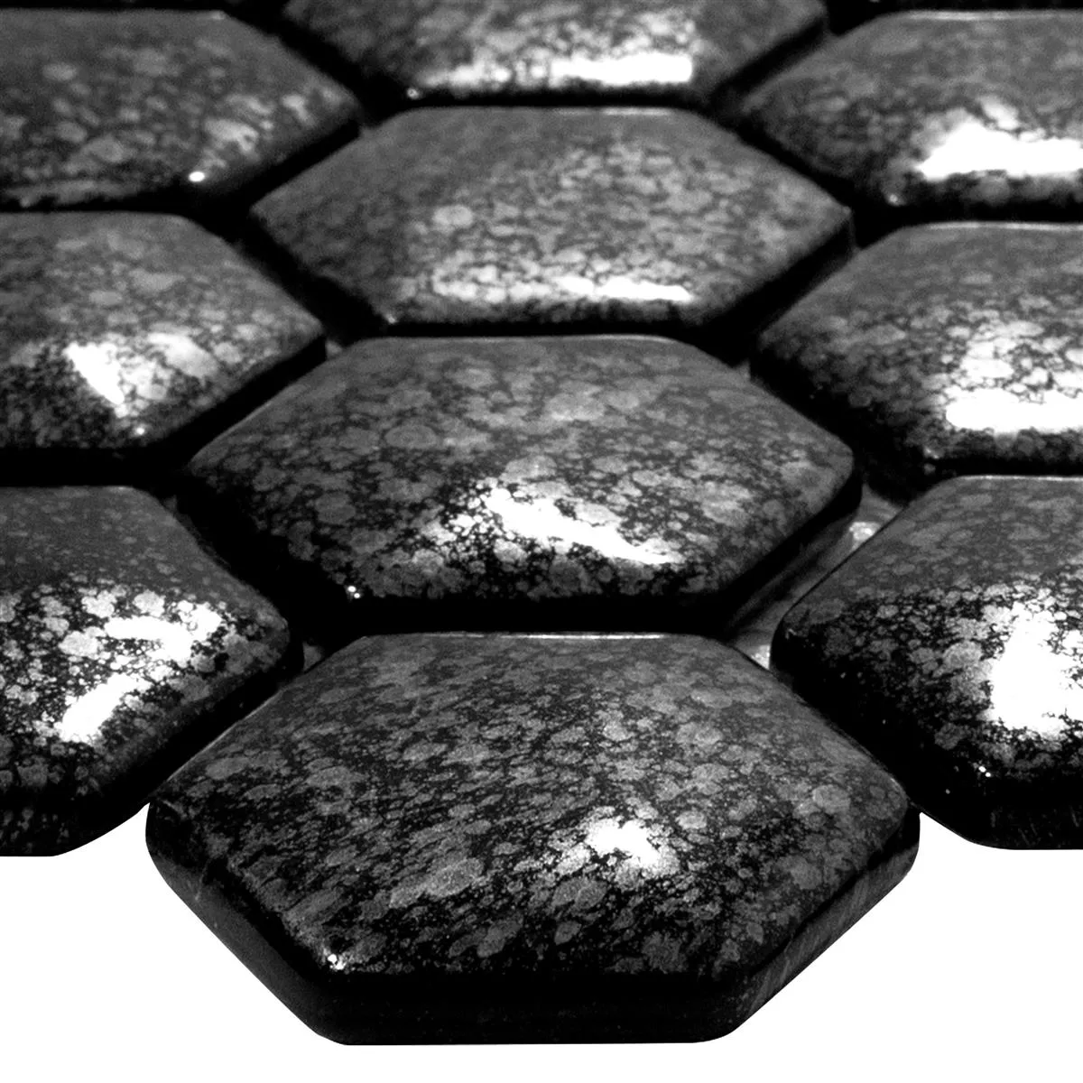 Mosaico Di Vetro Piastrelle Leopard Esagono 3D Grigio Mosaico Di Vetro Piastrelle Leopard Esagono 3D Grigio