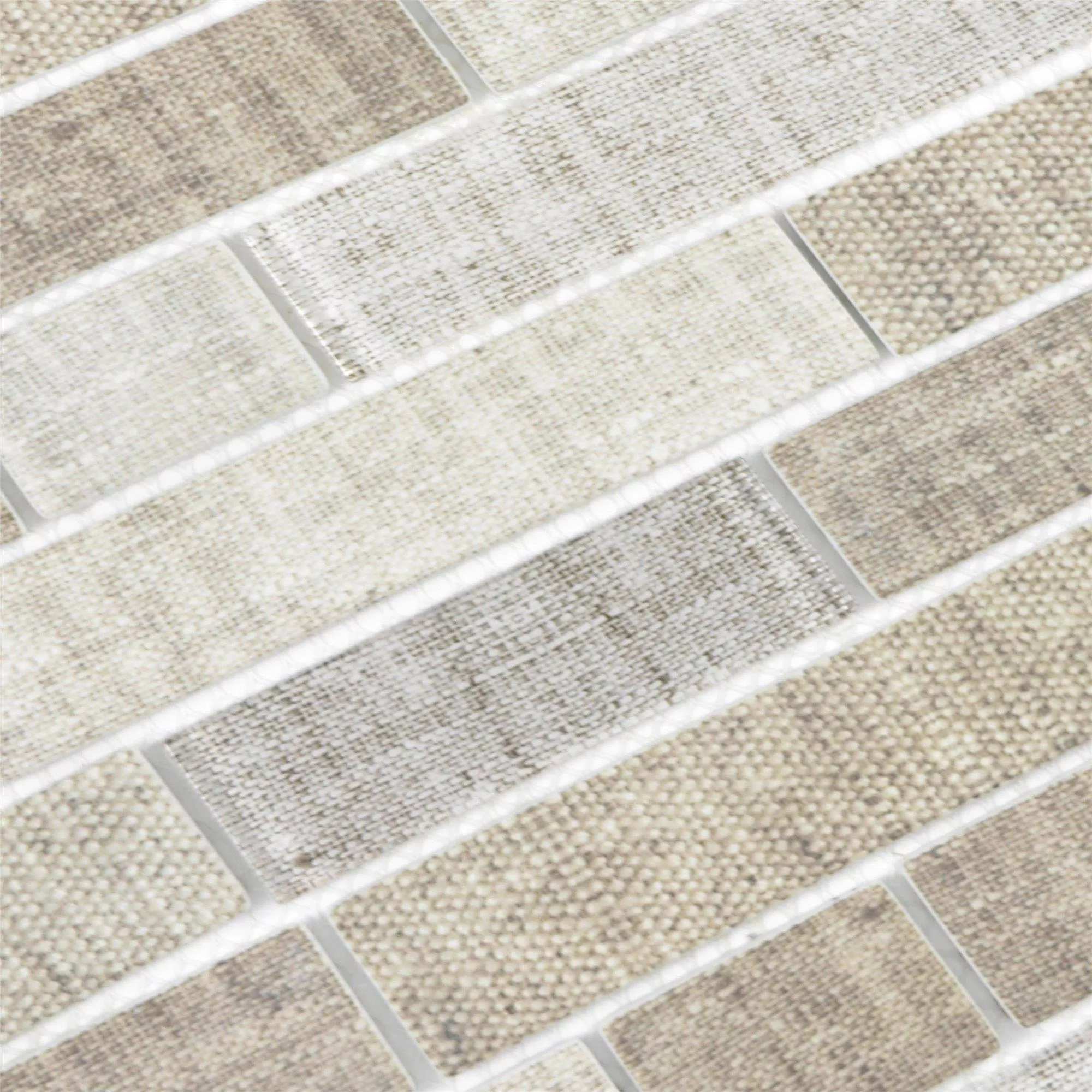 Mosaico Di Vetro Piastrelle Lyonel Tessile Ottica Brick Beige