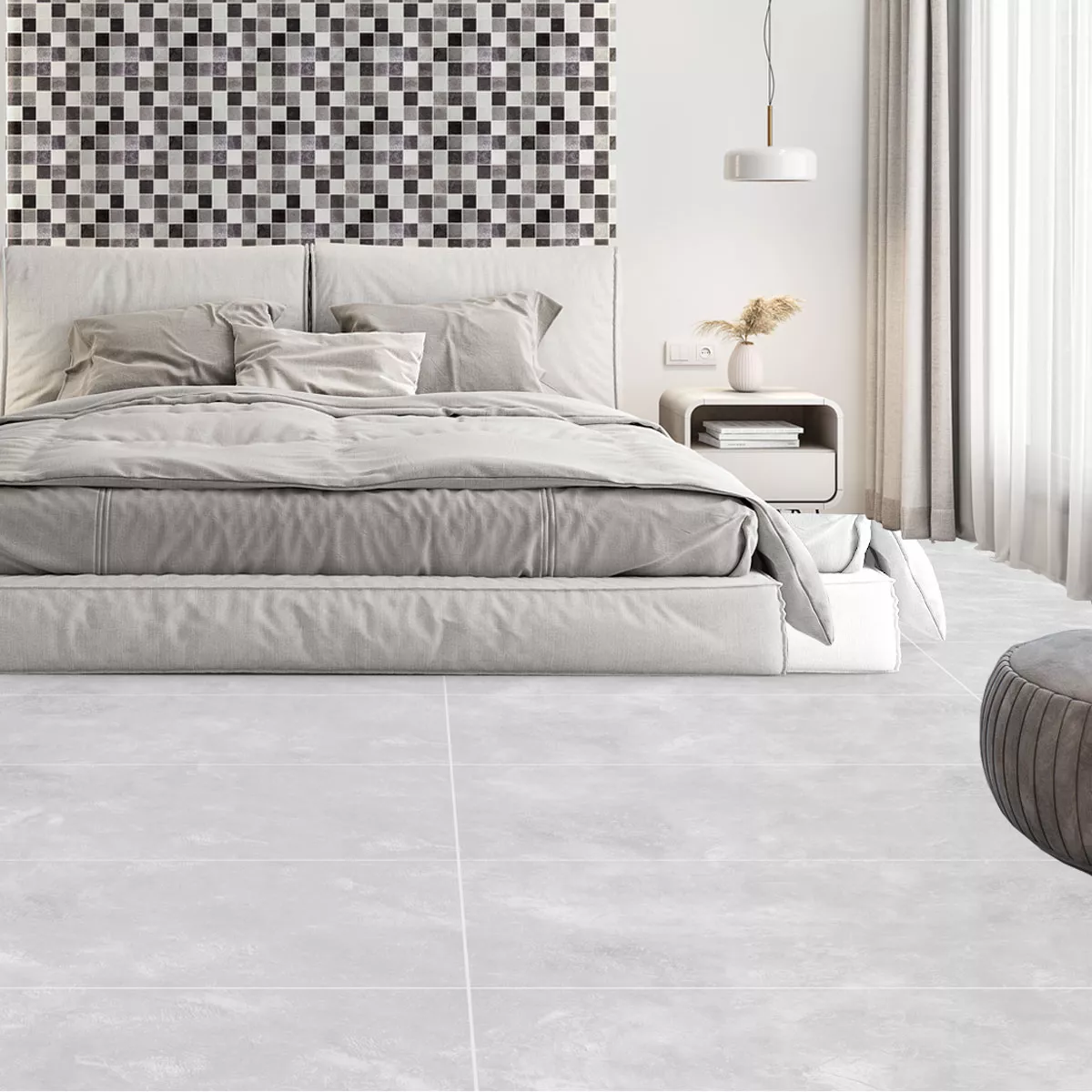 Piastrelle Cortina Cemento Ottica Opaco Grigio Chiaro 60x120cm