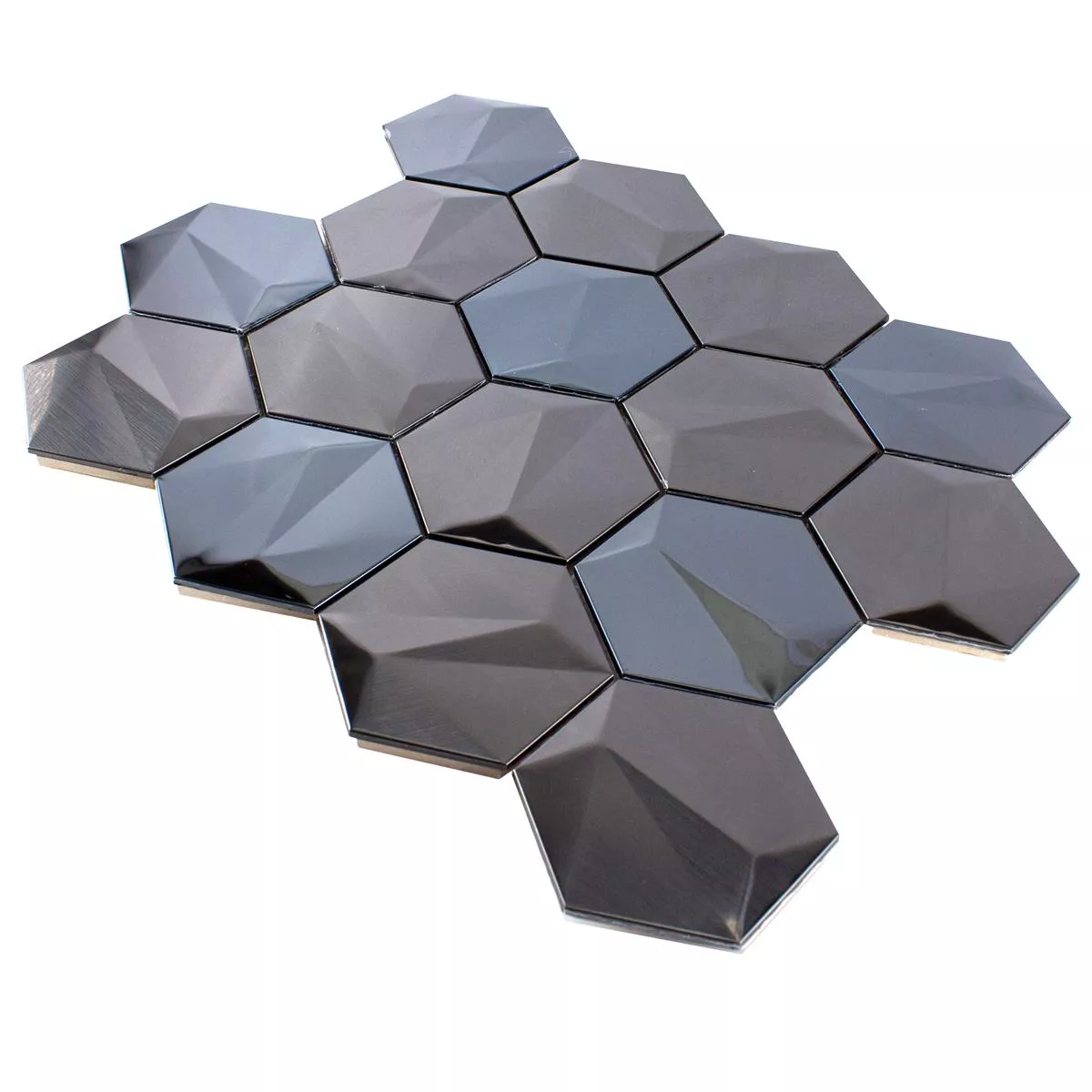Metallo Mosaico Durango Esagono 3D Marrone