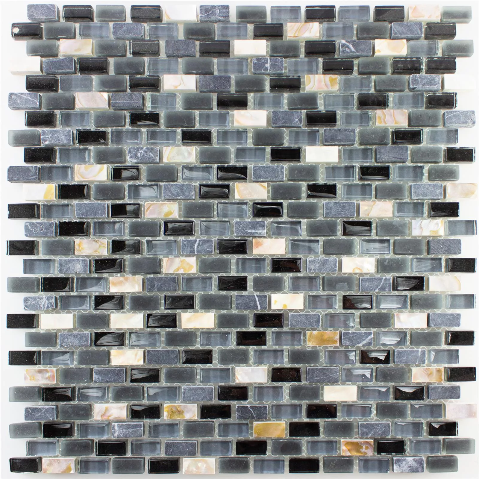 Vetro Pietra Naturale Madreperla Mosaico Admiral Nero Grigio Beige