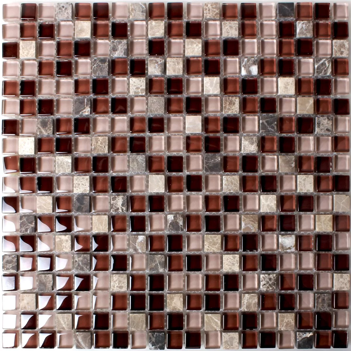 Mosaico Vetro Marmo Marrone Mix