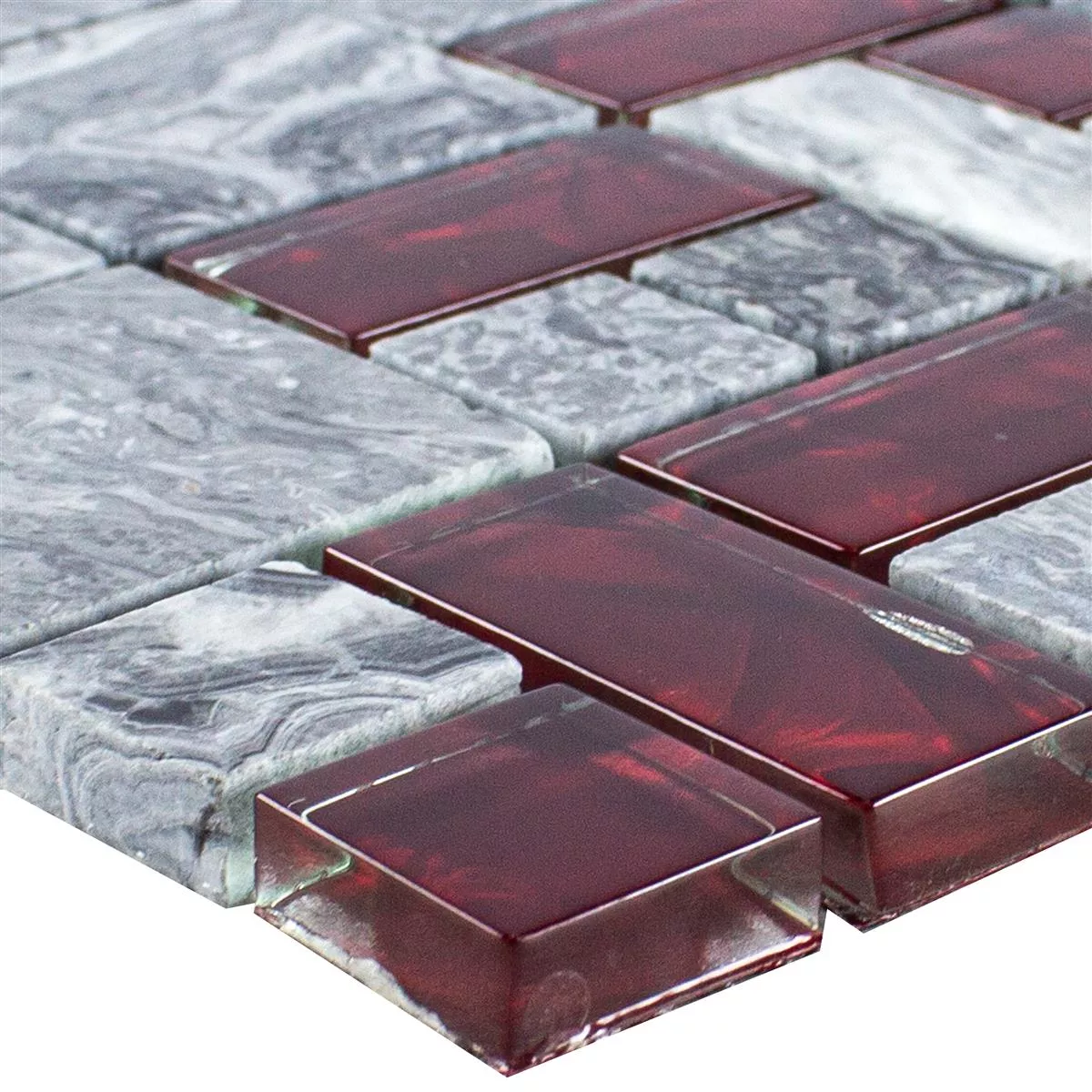 Mosaico Vetro Pietra Piastrelle Grigio Sinop Rosso 2 Mix