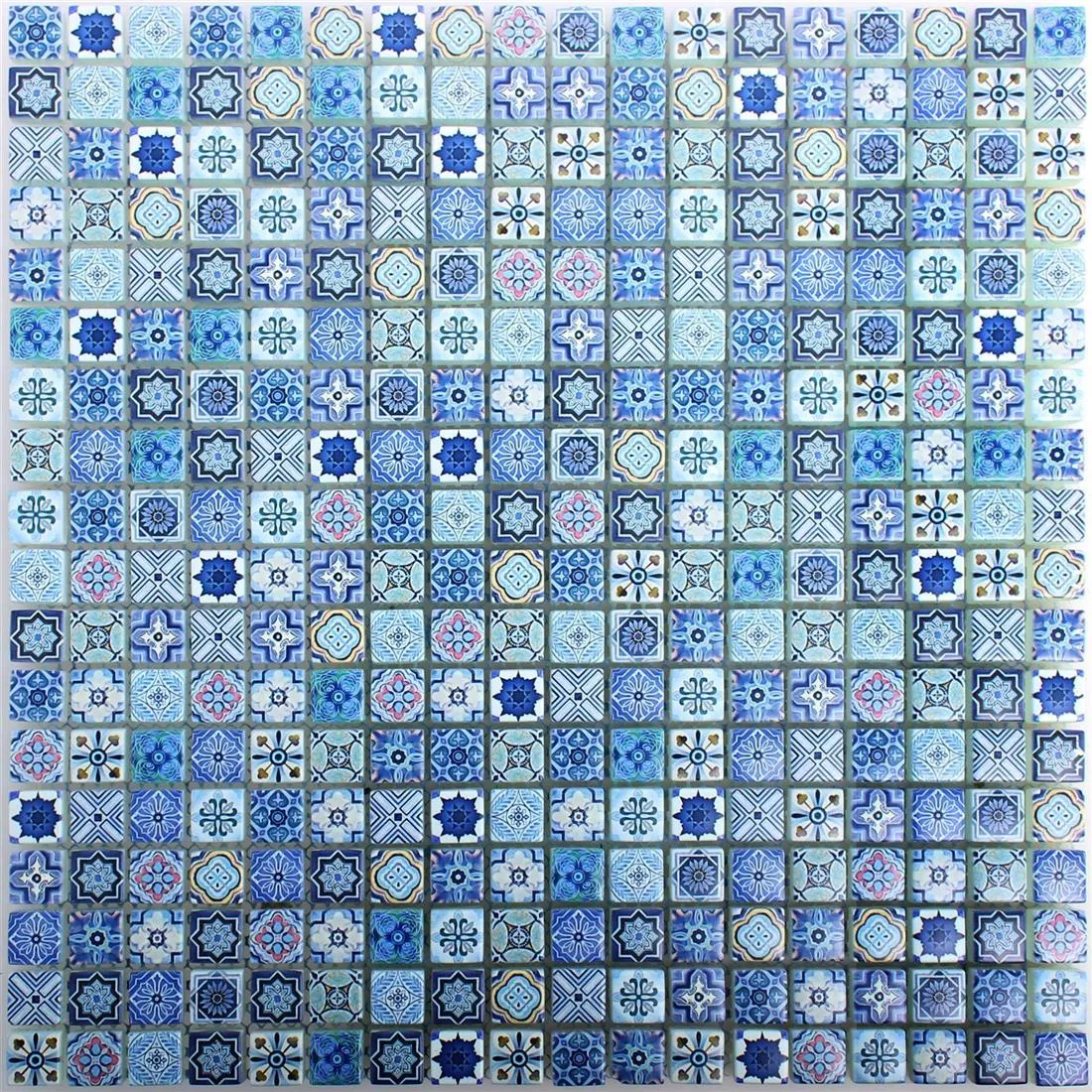 Campione Mosaico Di Vetro Piastrelle Marrakech Blu