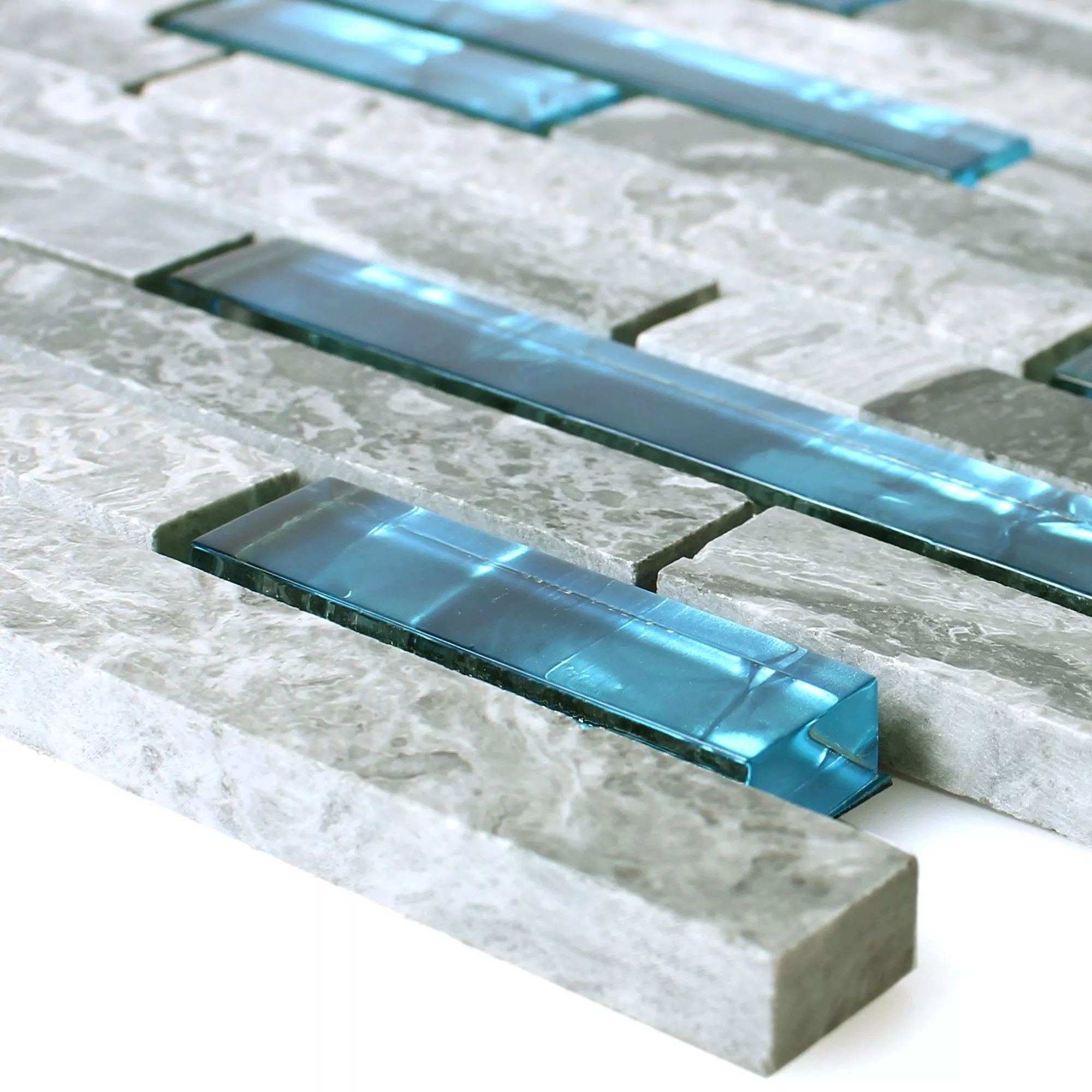 Mosaico Vetro Pietra Naturale Piastrelle Sinop Grigio Blu